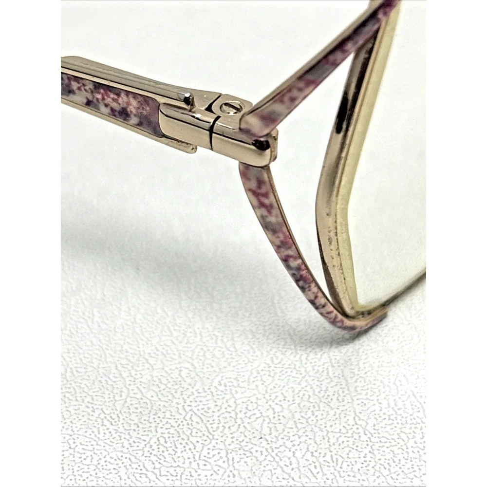 L'amy Carrie X709 Granny Eyeglasses 130mm Floral Gold Flex Hinge Frames Only